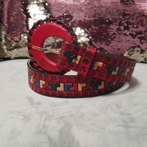 NWOT Red Genuine Leather Belt